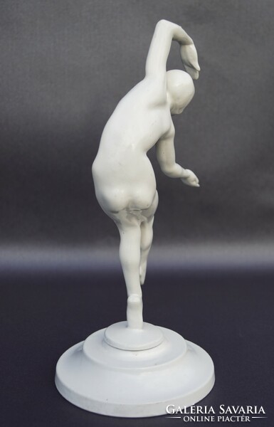 Jenő Kerényi female nude statue art deco dancer painted metal alloy