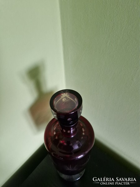 Piros kristály boros / likőrös üveg