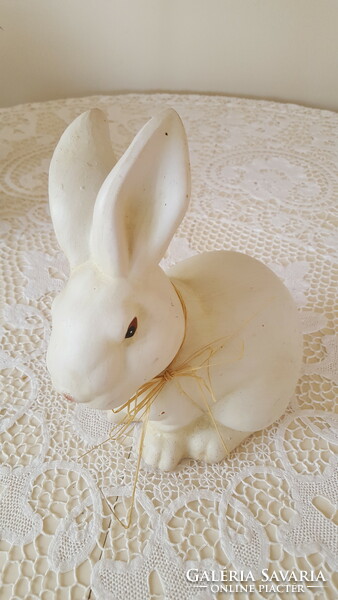 Aranyos,vintage stílusú kerámia nyúl,húsvéti dekoráció 24cm.