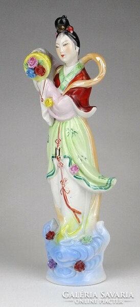 1L965 Régi nagyméretű kínai porcelán gésa figura 26 cm