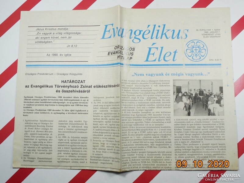 Régi retro újság - Evangélikus Élet - 1990. január 7. Születésnapra ajándék