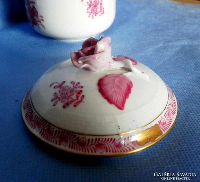 Round box painted with Herend purple pattern