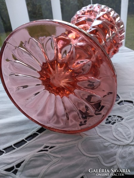 Art deco salmon colored thick glass vase