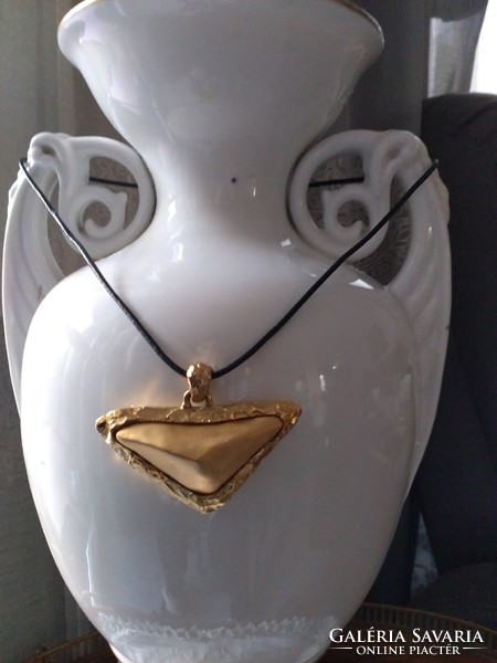 French Lancome design pendant with leather chain
