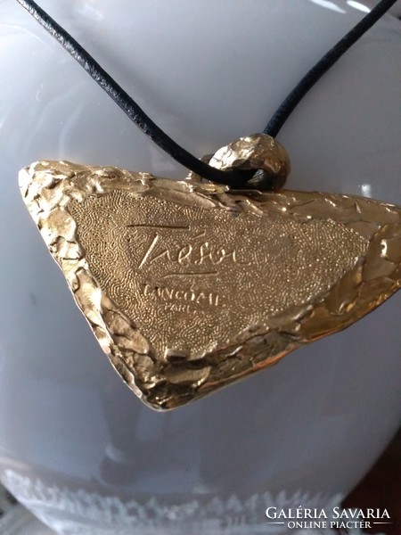 French Lancome design pendant with leather chain