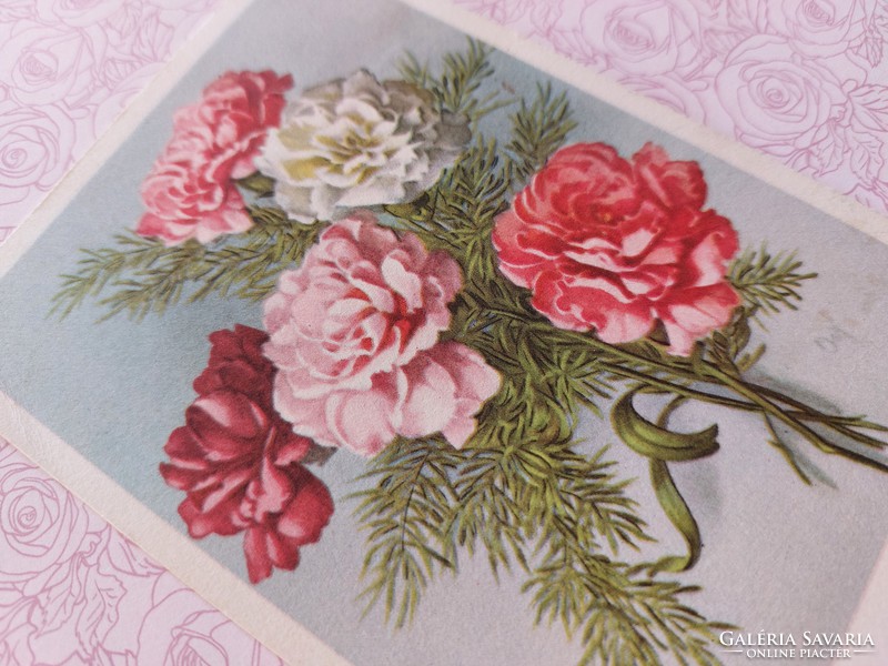 Old postcard postcard with carnations