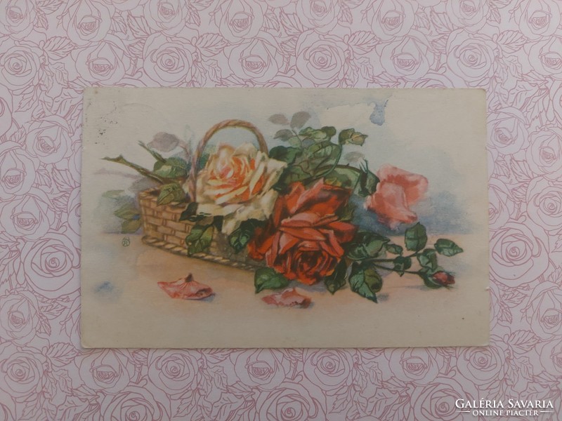 Régi képeslap 1914 levelezőlap rózsa
