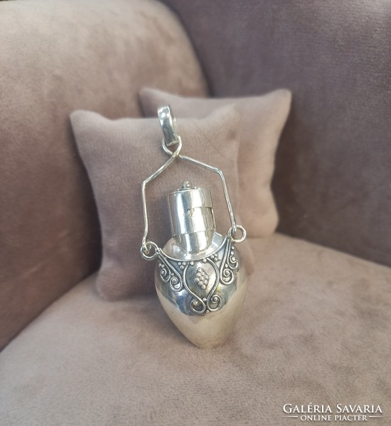 Indonesian silver perfume pendant