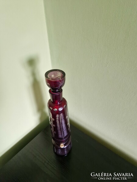 Piros kristály boros / likőrös üveg