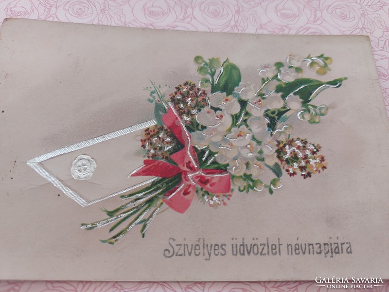 Régi virágos képeslap 1921 levelezőlap gyöngyvirág