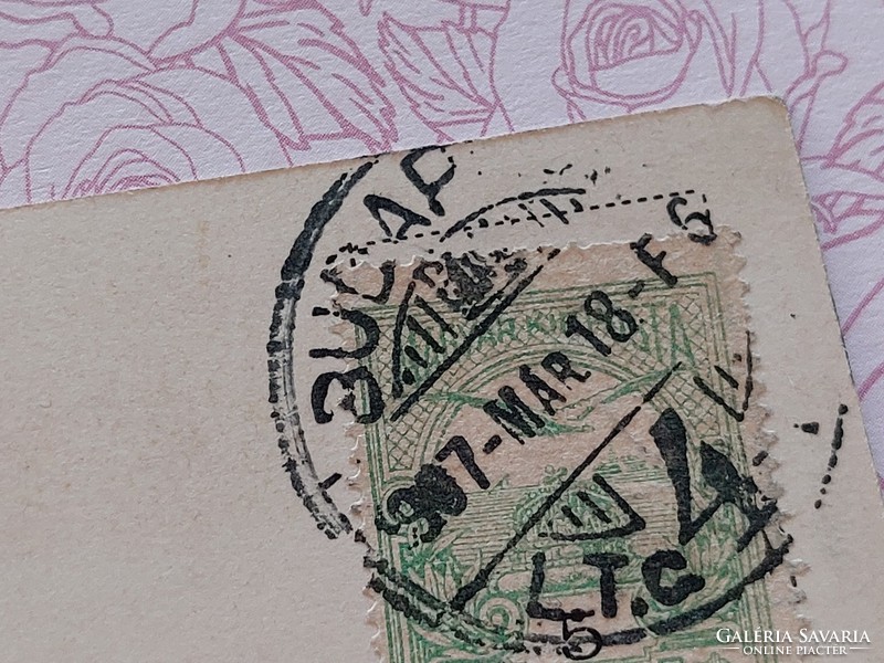 Régi virágos képeslap 1907 levelezőlap sárga rózsa