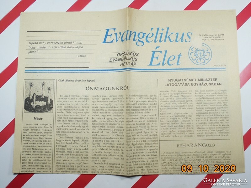 Régi retro újság - Evangélikus Élet - 1989. december 17. Születésnapra ajándék