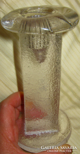 Vintage pukeberg ice glass candlestick