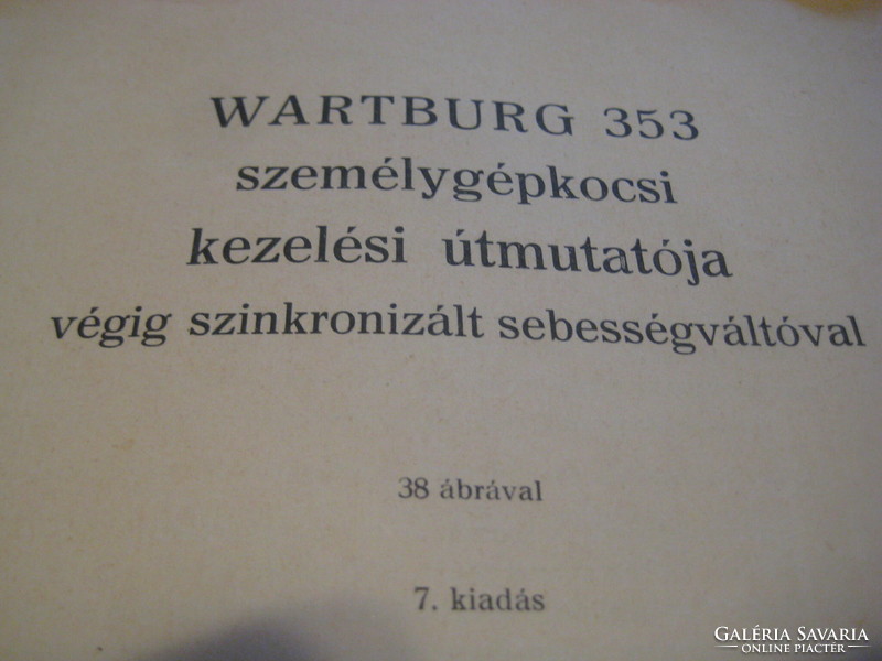 Wartburg  353 , kezelési útmutató    1971