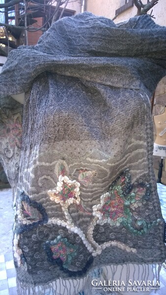 Italian fashionable stole, scarf appliqué, decorative, elegant, good piece, 180x50 cm