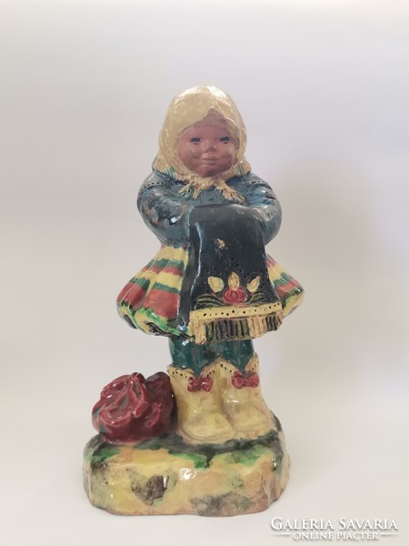 Folk ceramic little girl figure