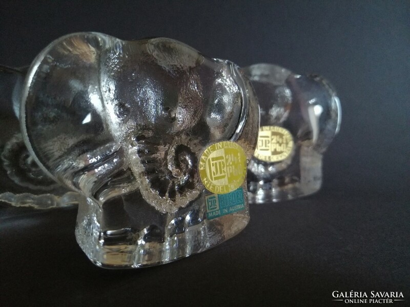 3X riedel austria modernist crystal elephant, 1950s