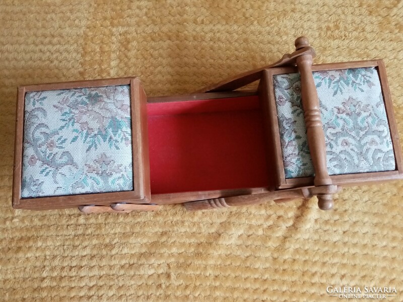 Sewing box with vintage tapestry insert