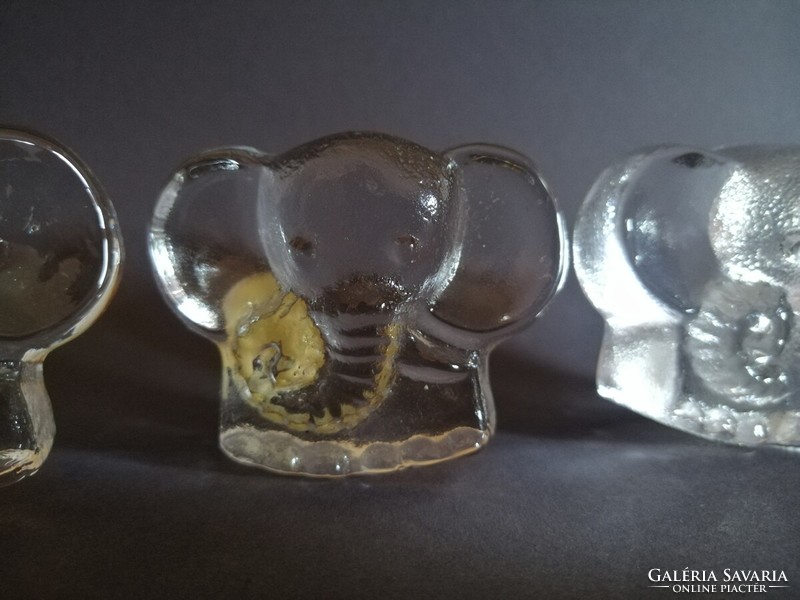3X riedel austria modernist crystal elephant, 1950s