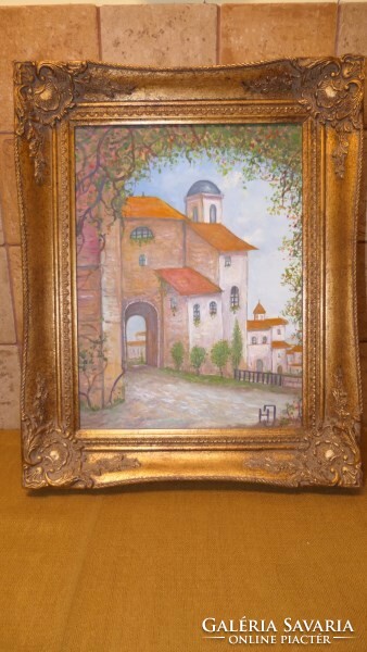 A contemporary painting with a Mediterranean feel by József Horváth