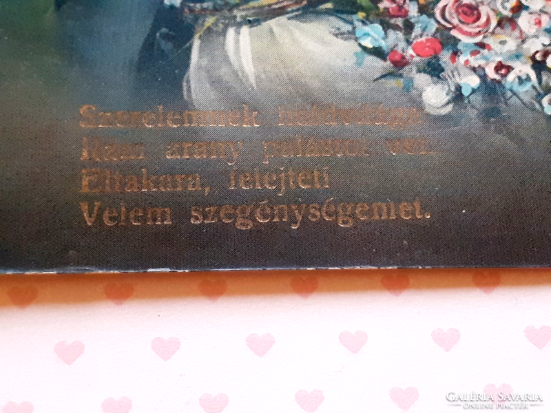 Régi képeslap 1916 feliratos fotó levelezőlap szerelmespár rózsák között