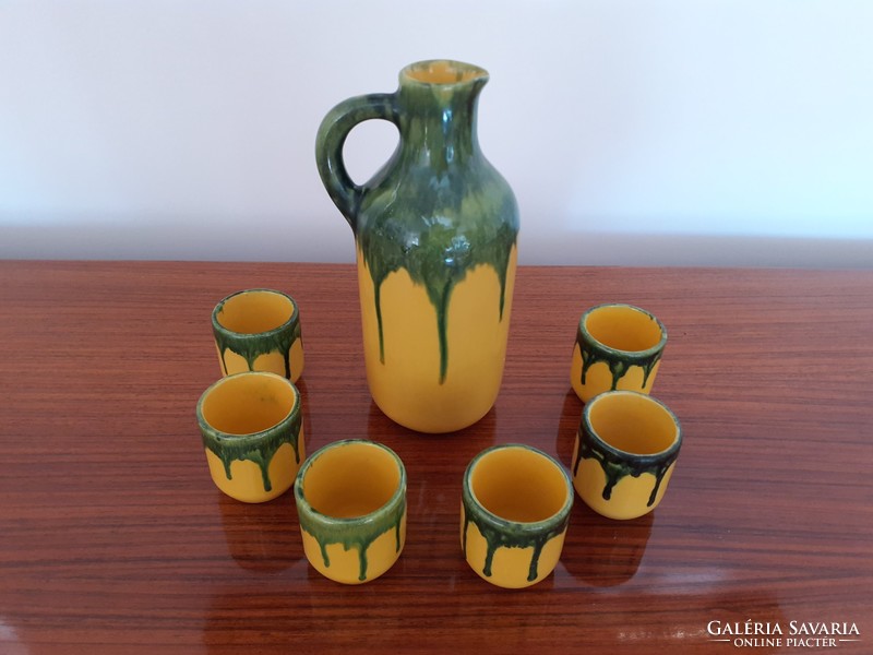 Retro Hungarian Szombatfa ceramic folk drink set for 6 people