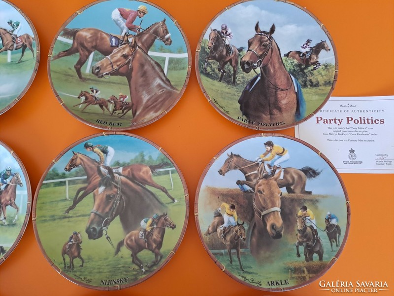 Kapitális Royal Worcester great Racehorses angol vintage csontporcelán dísztányérkollekció ló lovak