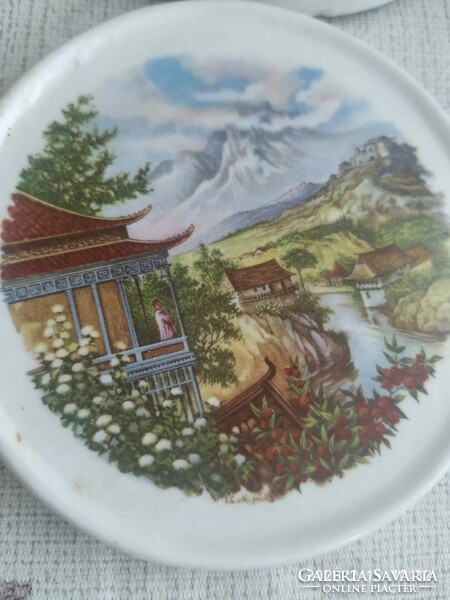 6 Eastern landscape motif ceramic pictures with cork coasters, coasters, decorations for sale!