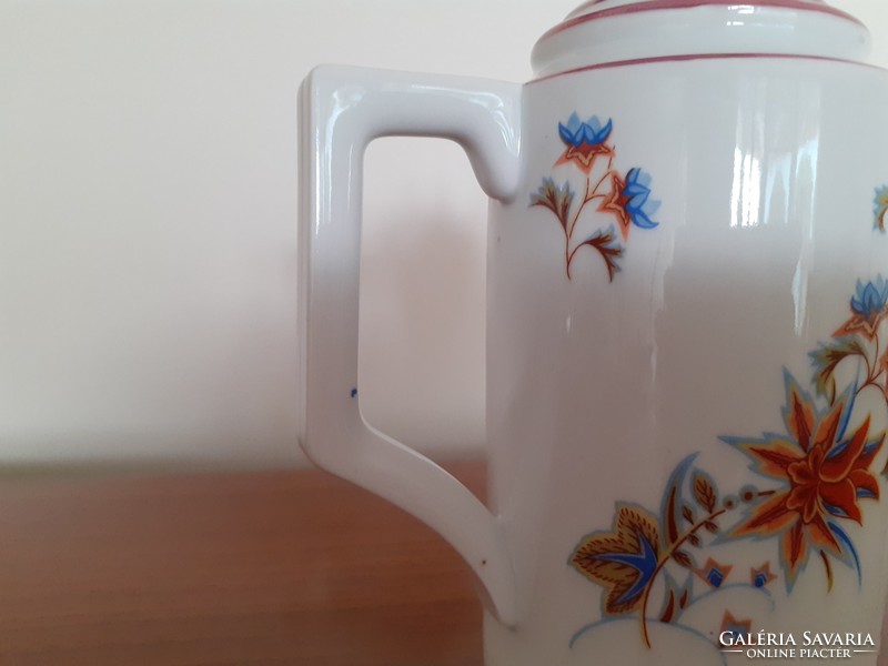 Régi Zsolnay kávés kanna art deco virágos porcelán kiöntő
