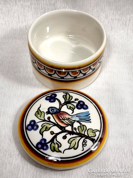 199/2 Real ceramica hand painted coimbra portugal see =xvi porcelain bird jewelry holder