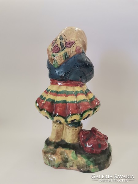 Folk ceramic little girl figure