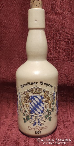 Bavarian coat of arms ceramic bottle, alcohol bottle