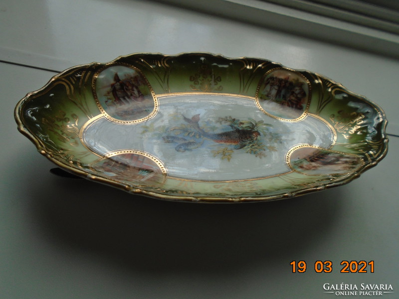 Art Nouveau fish bowl with allegorical life in 4 medallions