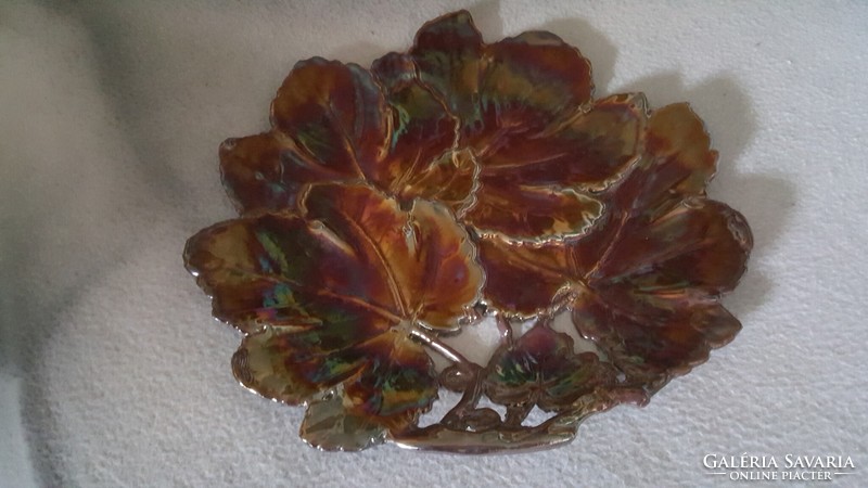Old grape leaf pattern eosin-glazed cast iron serving tray