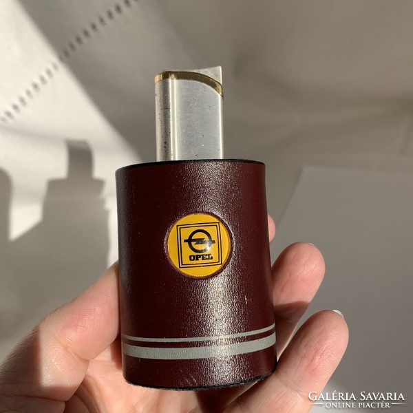 Retro Opel emblem leather lighter holder, opel souvenir, with old lighter, opel oldtimer gift