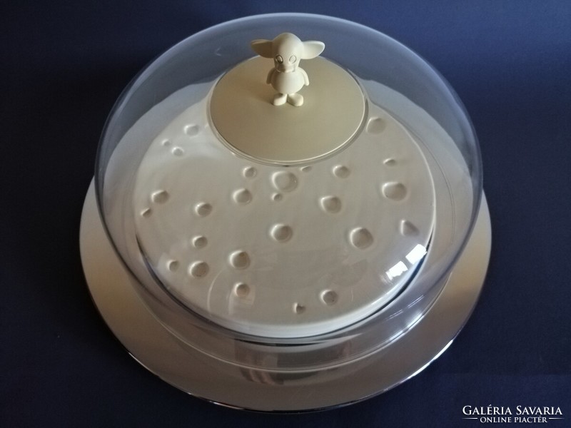 Rare michael graves postmodern covered cheese tray with mouse, alessi 1986