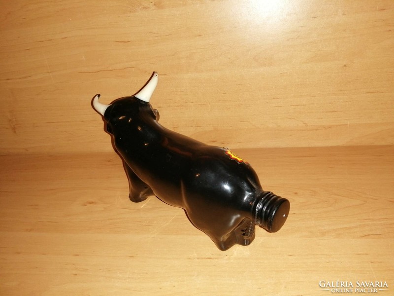 Eredeti Spanyol Sangria bika formájú üveg palack 23 cm széles 14 cm magas (z)