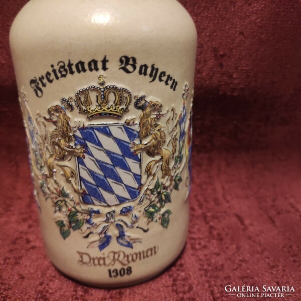 Bavarian coat of arms ceramic bottle, alcohol bottle