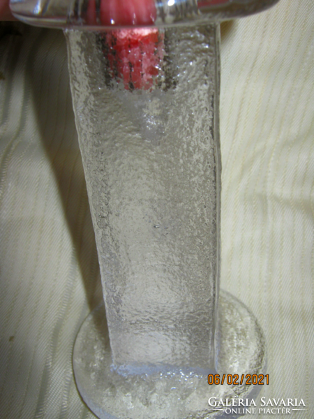 Vintage pukeberg ice glass candlestick