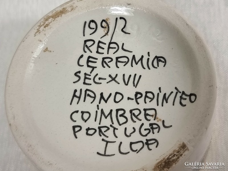 199/2  REAL CERAMICA HAND PAINTED COIMBRA PORTUGAL  porcelán madaras ékszertartó