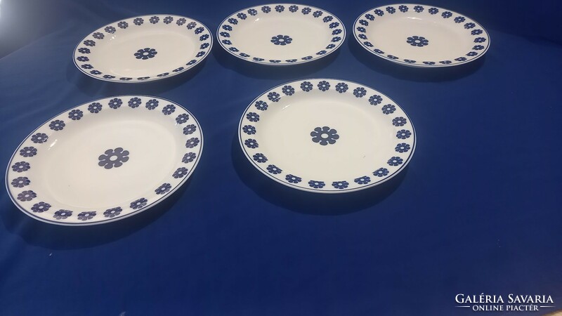 Retro Hollóházi kék virágos porcelán tányérok