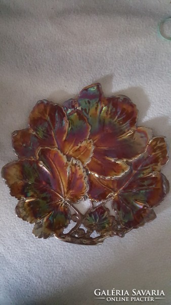 Old grape leaf pattern eosin-glazed cast iron serving tray