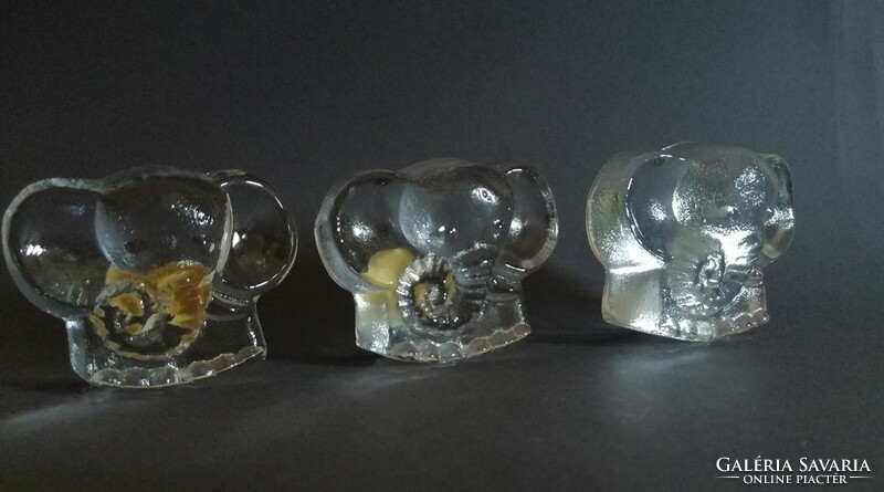 3X riedel austria modernist crystal elephant, 1950s