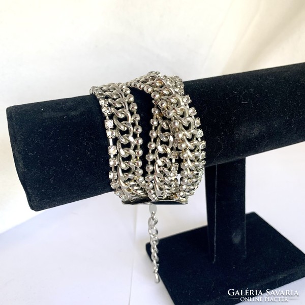 Old vintage bracelet, thick shiny steel jewelry from the 70s, thick metal