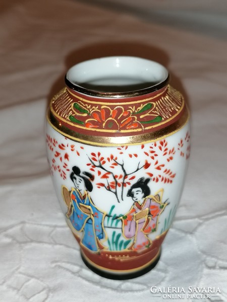 Vintage japán Satsuma, kézzel festett váza