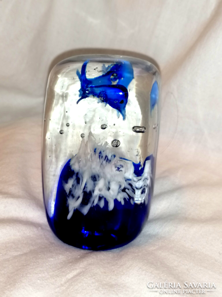 Glass sea scene, dolphin table decoration, paperweight