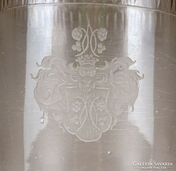 0A762 antique coat-of-arms blown glass Biedermeier glass