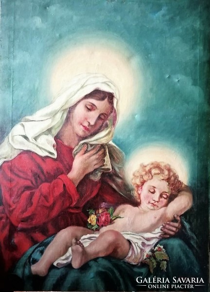 Szánthó Géza Mária with her child oil