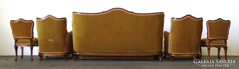 1M013 five-piece mustard yellow neo-baroque sofa set with linen holder