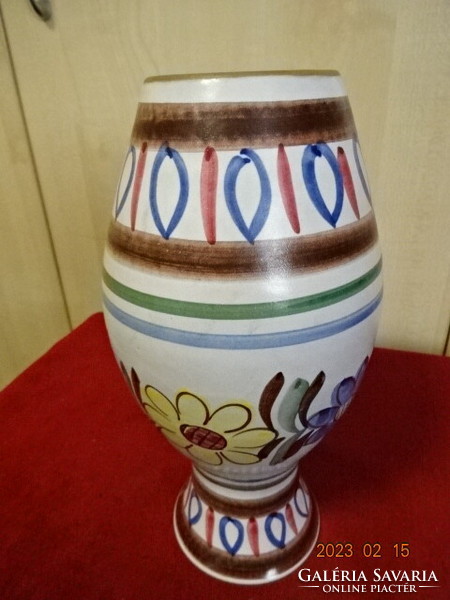 Orosz mázas kerámia váza, kézzel festett, magassága 24 cm. Jókai.